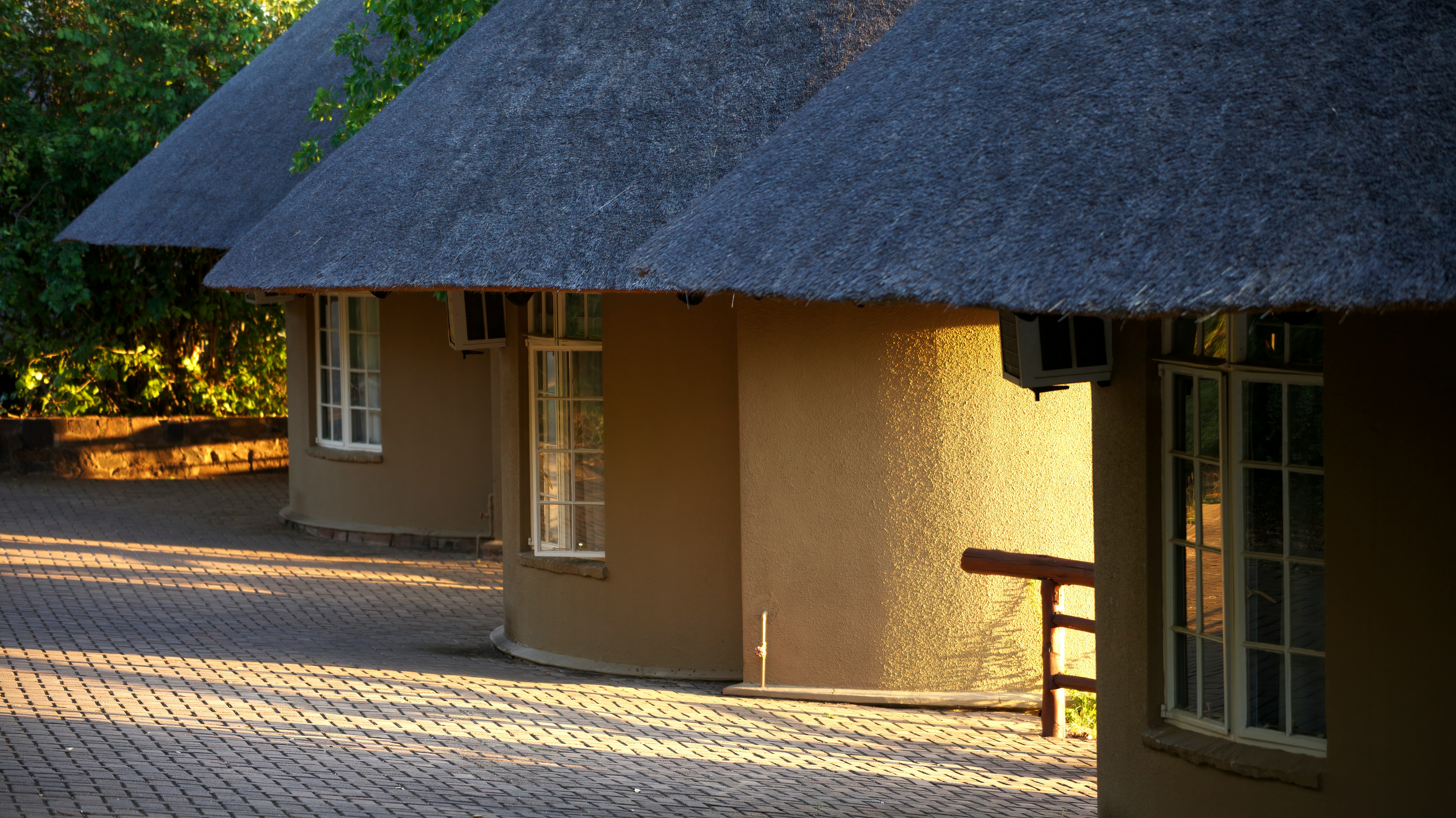Luxury grass-thatched safari lodge in the wilderness